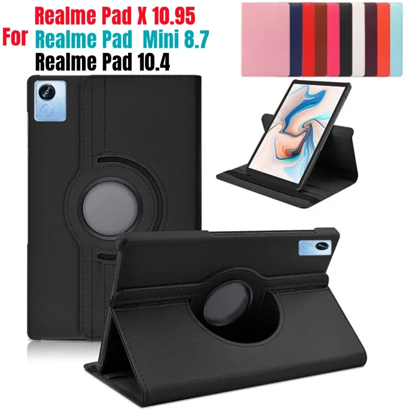 

Вращающийся на 360 градусов чехол для Realme Pad X Mini 10,95 8,7 RealmePad 10,4, складная подставка, Кожаные чехлы-книжки для планшета, стекло