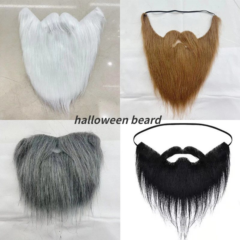 

Halloween bearded Santa Claus beard white long hair black bearded party dressup