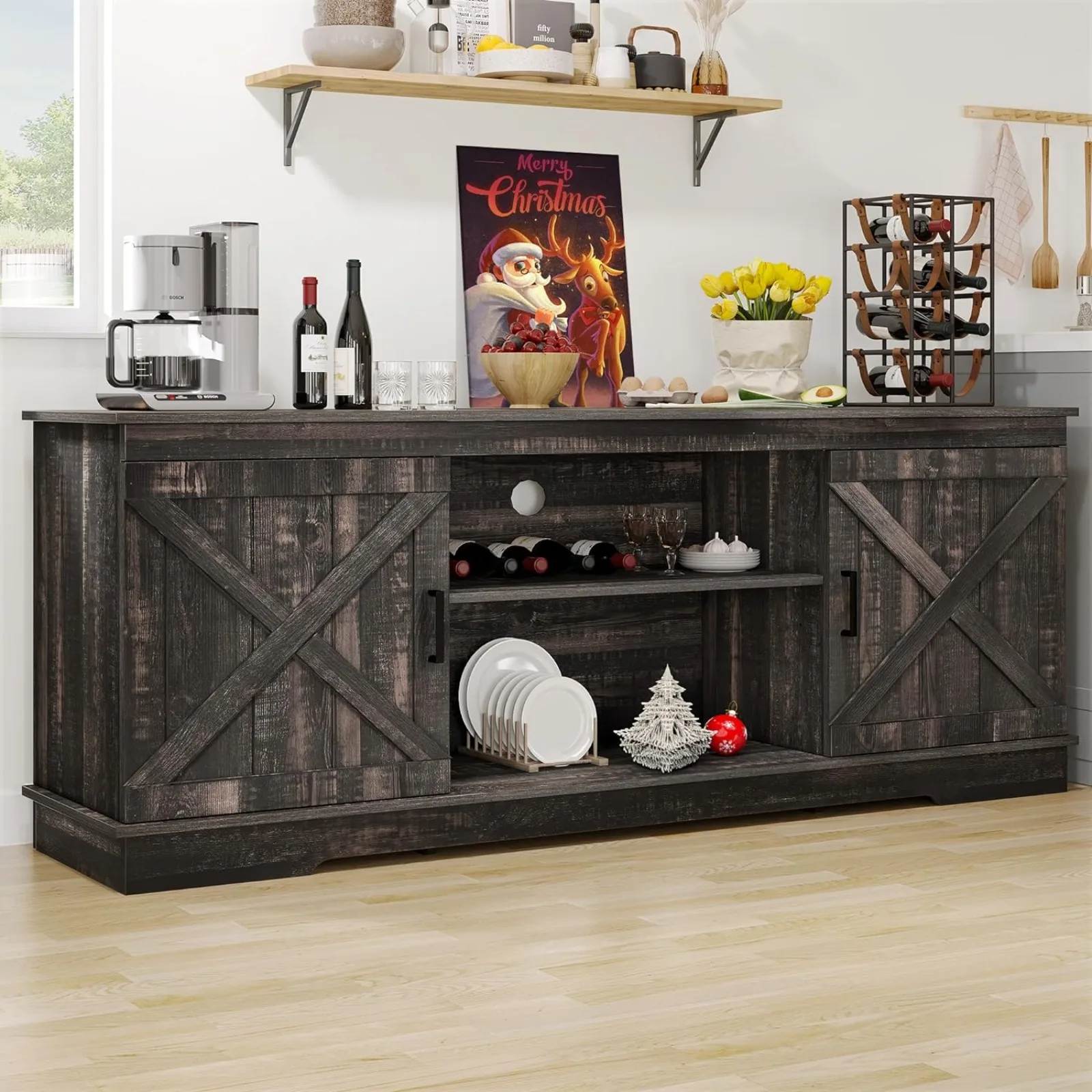 US YITAHOME Buffet Cabinet, 59.5" Farmhouse Sideboard Buffet Storage Cabinet with Barn Door
US YITAHOME Buffet Cabinet, 59.5" Farmhouse Sideboard Buffet Storage Cabinet with Barn Door