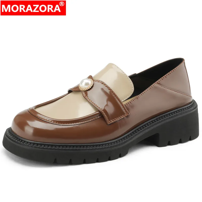 MORAZORA 2024 New British Style Genuine Leather Shoes Woman Slip On Ladies Loafers Shoes Mixed Colors Square Med Heels Pumps
MORAZORA 2024 New British Style Genuine Leather Shoes Woman Slip On Ladies Loafers Shoes Mixed Colors Square Med Heels Pumps