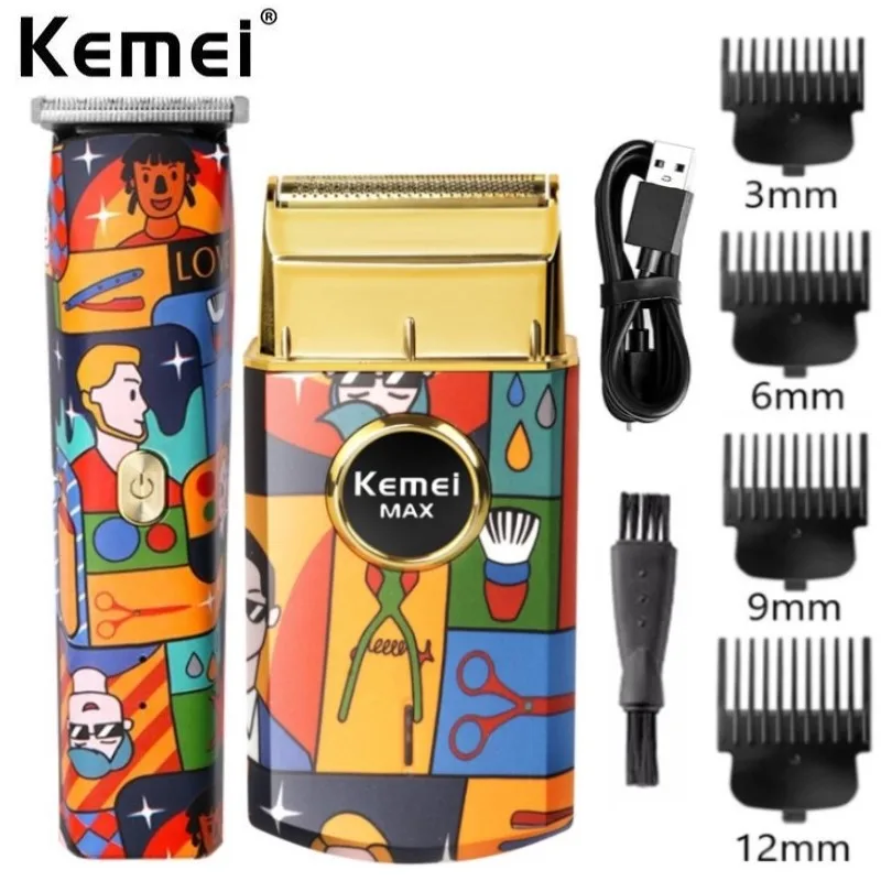 Kemei Cordless Single Foil Men Shaver Style Craft Graffiti Professional Lithium ion Razor Professional T-Blade Hair Clipper set
Kemei Cordless Single Foil Men Shaver Style Craft Graffiti Professional Lithium ion Razor Professional T-Blade Hair Clipper set