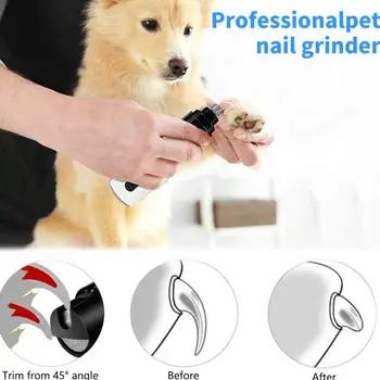 전기 강아지 손톱깎이 그라인더, 충전식 USB 충전, 애완 동물 조용한 고양이 발, 손톱 손질 트리머 도구
