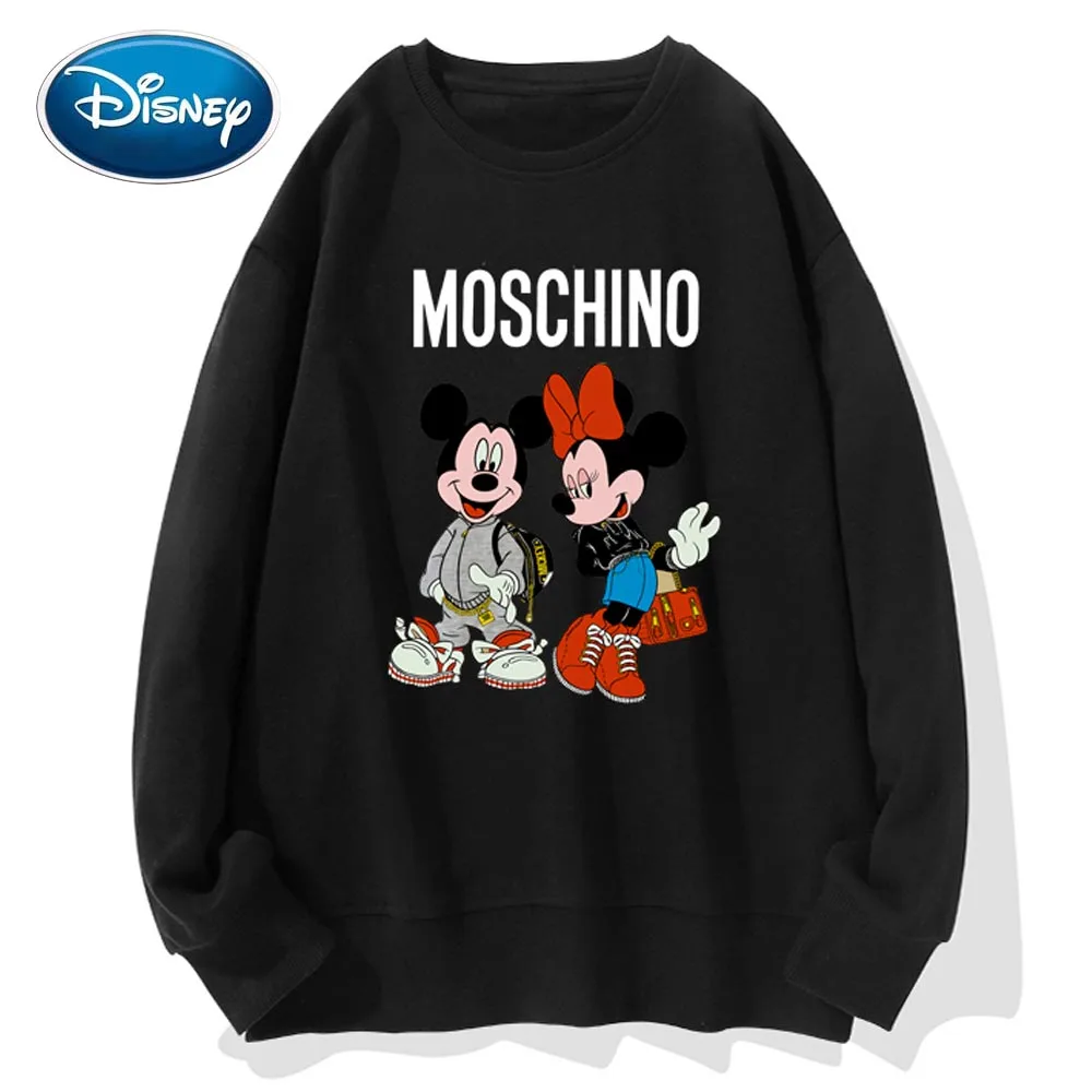 

Disney Stylish Mickey Minnie Mouse Cartoon Letter Print O-Neck Pullover Unisex T-Shirt Long Sleeve Loose Tops S - 3XL 9 Colors