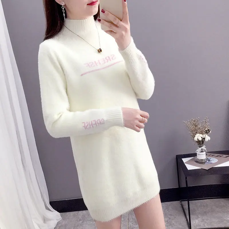 No Pilling Faux Mink Sweater Women's Fashionable Thickened Interior Half-High Collar Knitted Base Shirt with Full Top
No Pilling Faux Mink Sweater Women's Fashionable Thickened Interior Half-High Collar Knitted Base Shirt with Full Top
