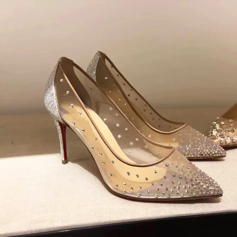 Spring and summer new rhinestone mesh pointed toe stiletto sandals banquet dress all-match wedding shoes sexy women's shoes
Spring and summer new rhinestone mesh pointed toe stiletto sandals banquet dress all-match wedding shoes sexy women's shoes