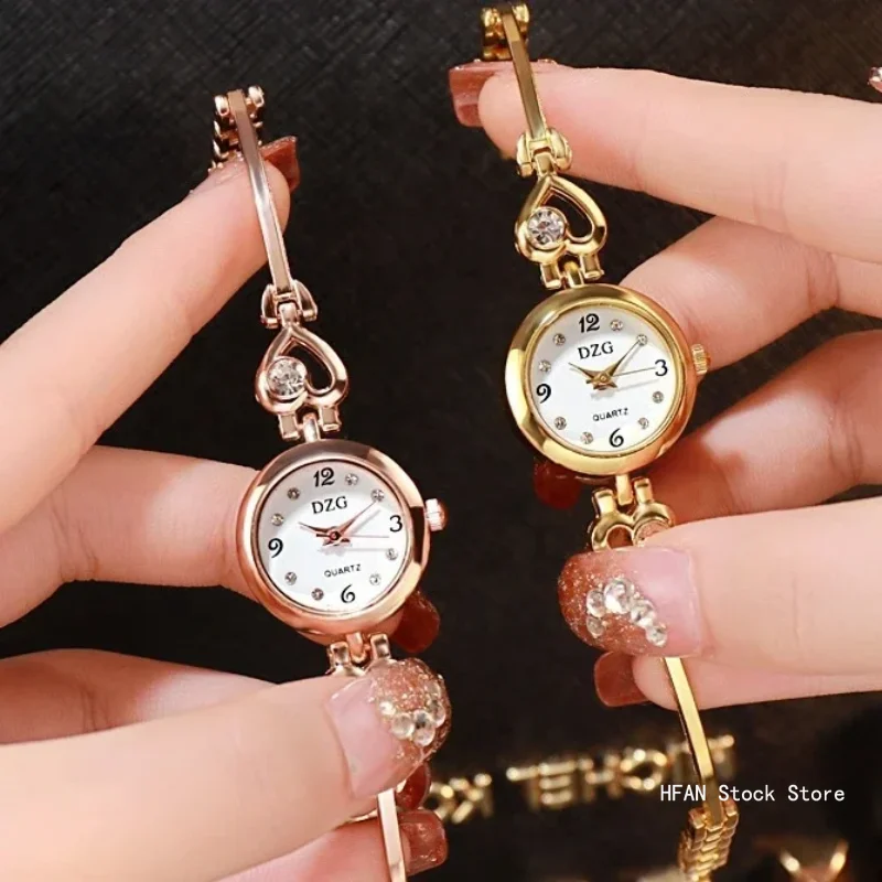 

Часы женские кварцевые под розовое золото с браслетом в форме сердца
