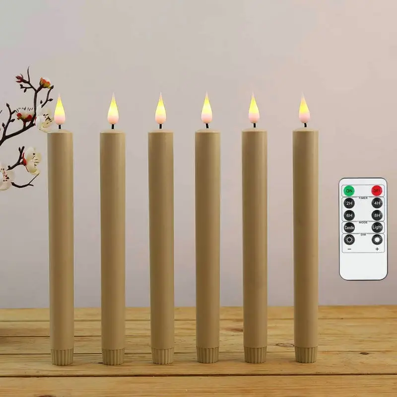 

10" 3D Wick Window Candle Remote controlled w/Timer Flameless LED Taper Battery operated Candlestick Lamp 25.5CM(H)-Dual Colors