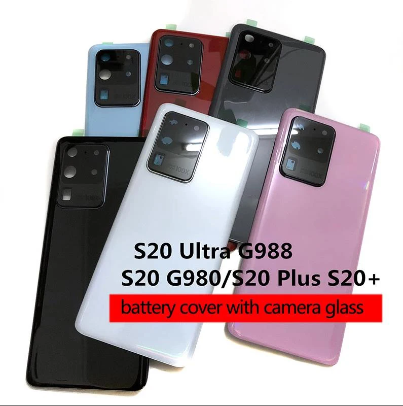

Стеклянный корпус для Samsung Galaxy S20 Ultra S20U G988 S20 G980 S20 Plus S20 + G985, задняя крышка аккумулятора, задняя крышка, объектив камеры