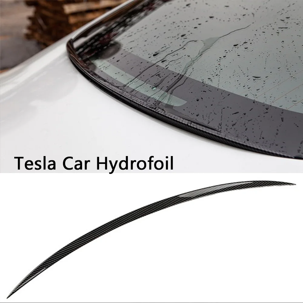 

1PCS Tesla Model 3 Car Spoiler Carbon Fiber Black ABS Trunk Rear Cover Trim Water Retaining Wing Auto Parts Exterior Accessories