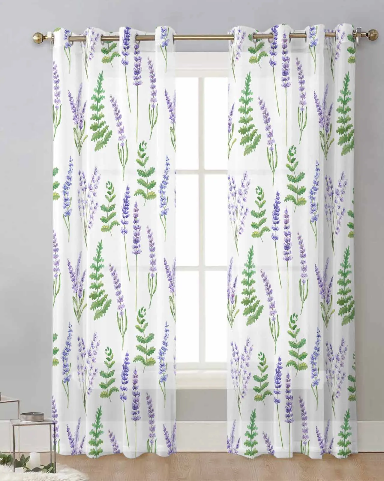 

Тюль с лавандовой текстурой, прозрачные шторы с растениями для гостиной, прозрачная вуаль для окон, драпировки, домашний декор