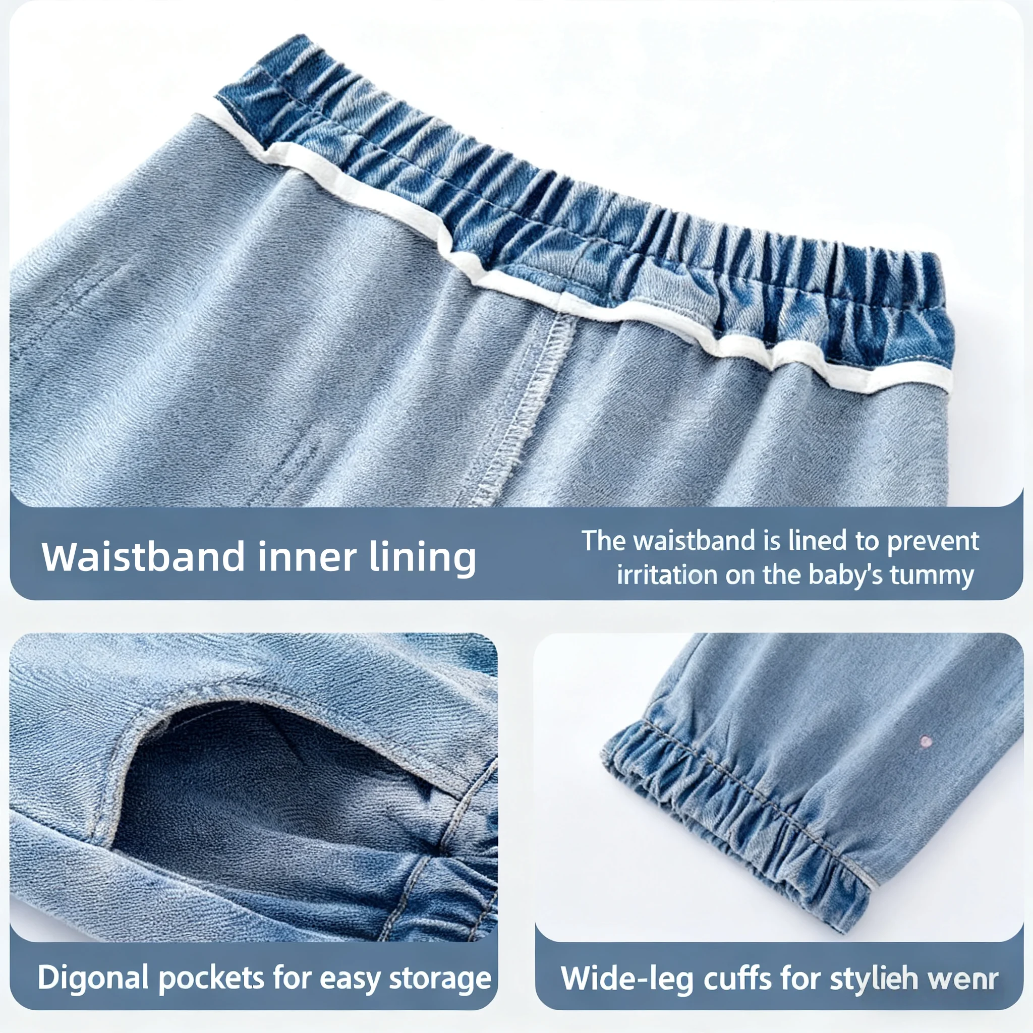 جينز أنيق للأطفال قابل للتنفس بناتي مع تطريز على شكل قلب حلو ولطيف بنطلون دنيم للربيع والخريف ناعم وخفيف الوزن بقصة واسعة من الأسفل جينز أنيق للأطفال قابل للتنفس بناتي مع تطريز على شكل قلب حلو ولطيف بنطلون دنيم للربيع والخريف ناعم وخفيف الوزن بقصة واسعة من الأسفل