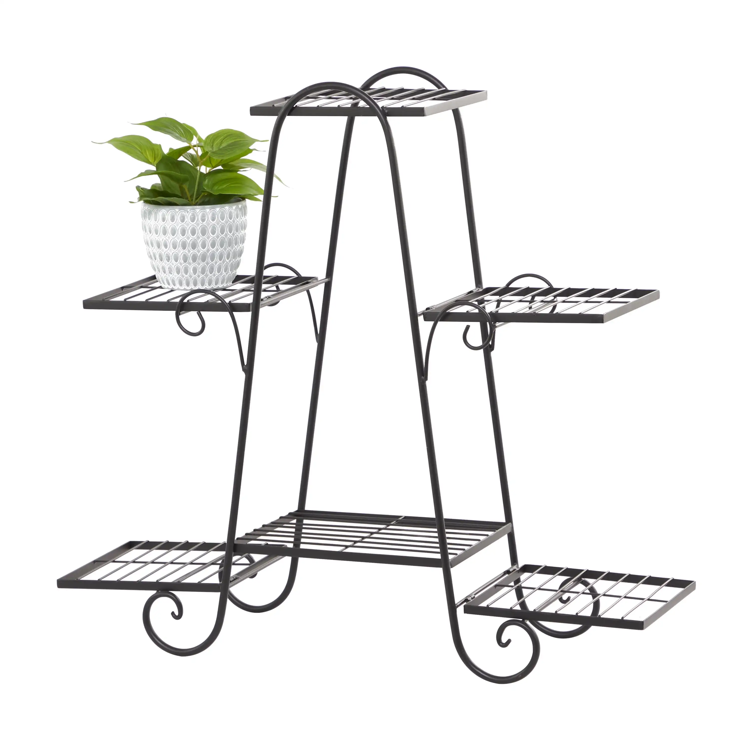 

31" x 10" x 29" 6 Tier Black Metal Scroll Plantstand Planter Pot Holder Flower Stand Plant Shelf Display Rack