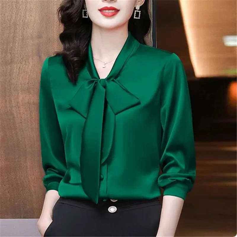 Spring Summer Oversized Elegant Fashion Solid Color Bow Shirt Ladies Long Sleeve Temperament All-match Blouse Femme Cardigan Top
Spring Summer Oversized Elegant Fashion Solid Color Bow Shirt Ladies Long Sleeve Temperament All-match Blouse Femme Cardigan Top