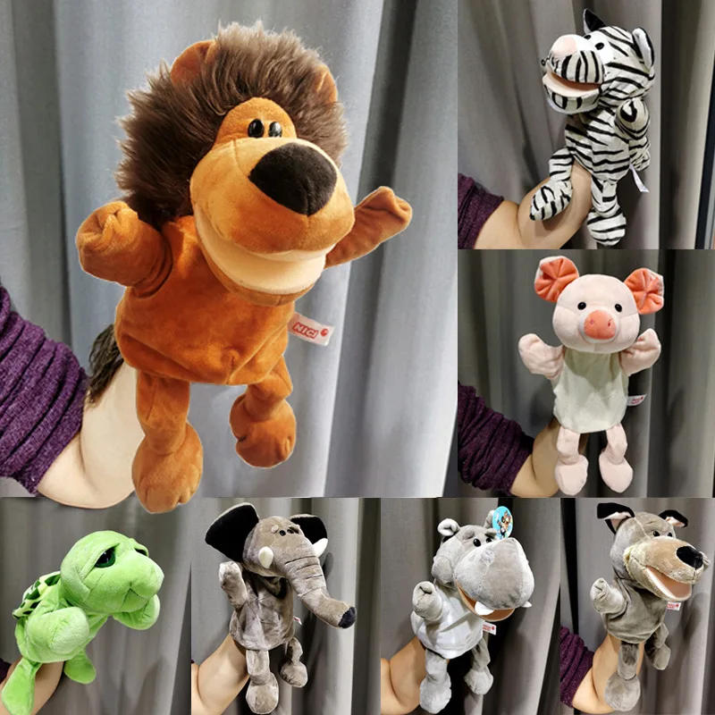 

30cm Hand Puppet Plush Toys Legged Animals Toy Lion Tiger Elephant Giraffe Raccoon Kids Educational Hand Puppets Story Doll