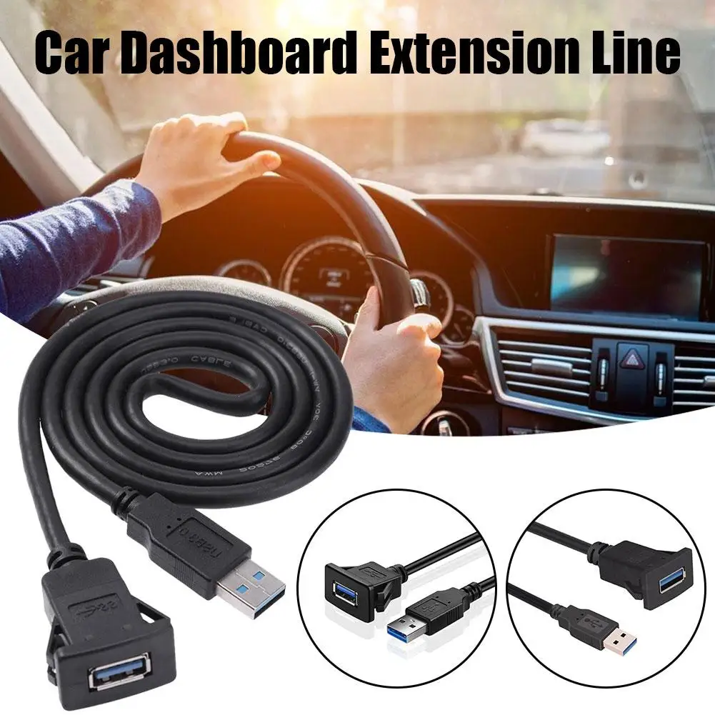 

1m/3.3ft Single Port USB 3.0 A Male to USB3.0 A Female M/F Car Dashboard Flush Mount Extension Cable For Auto Truck Boat H1W3
