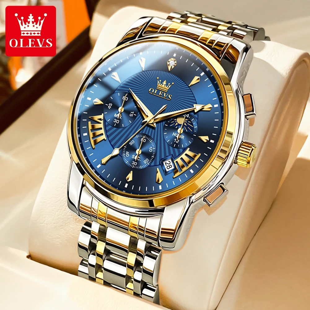 

OLEVS Luxury Man Wristwatch Waterproof Luminous Date Week Men Watch Sport Stainless Steel Quartz Men's Watches Male reloj+box