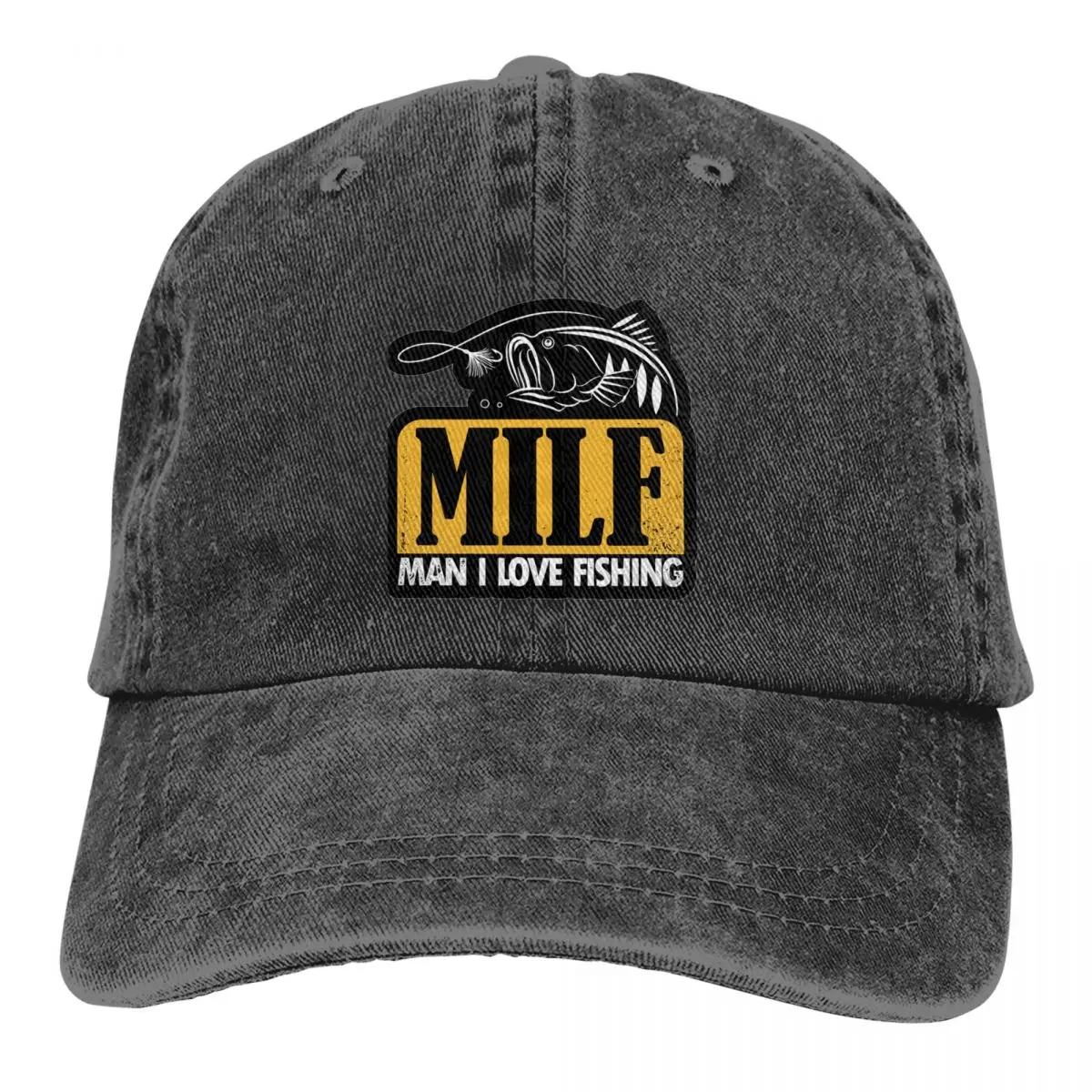 

MILF Man I Love Fishing Baseball Caps Fish Theme Merch Distressed Denim Washed Snapback Cap Fishing Enthusiasts Gift Trucker Hat