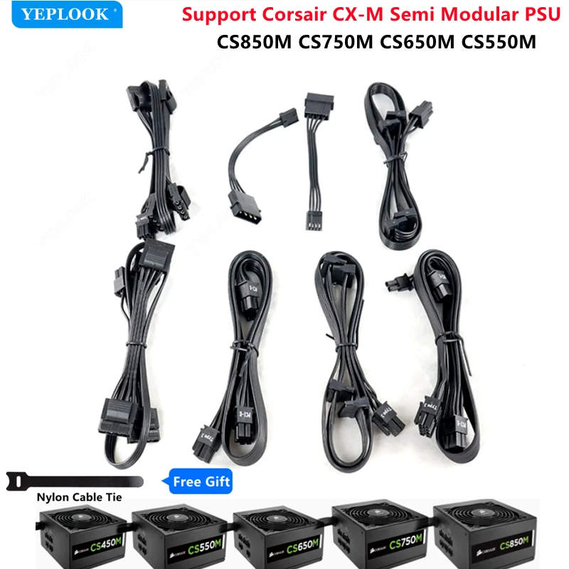 Corsair Modular Cable PCIe 8Pin/Dual 8Pin, CPU 4+4Pin, HDD SSD Power SATA Molex 4Pin for PSU CS850M CS750M CS650M CS550M 18AWG
Corsair Modular Cable PCIe 8Pin/Dual 8Pin, CPU 4+4Pin, HDD SSD Power SATA Molex 4Pin for PSU CS850M CS750M CS650M CS550M 18AWG