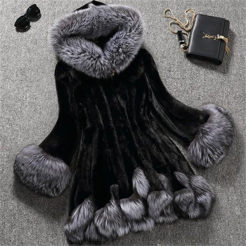 Women New Autumn Winter Imitation Mink Fur Coat Mid-length Imitation Mink Fur Coat Female Fox Fur Fashion Hooded Slim Fit Jacket
Women New Autumn Winter Imitation Mink Fur Coat Mid-length Imitation Mink Fur Coat Female Fox Fur Fashion Hooded Slim Fit Jacket