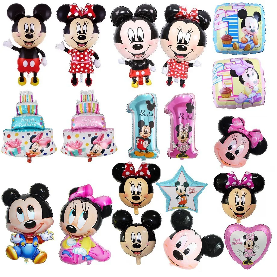 

50pcs Cartoon Disney Mickey Minnie Foil Balloon Birthday Party Decoration Baby Shower Kids Toys Air Globos Supplies Wholesale