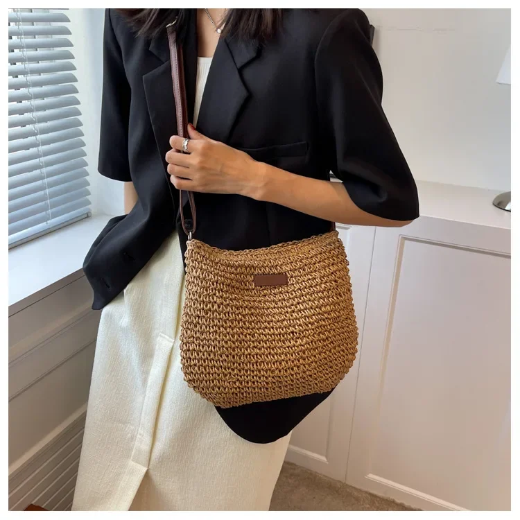 Summer Woven Travel Tote - Large Capacity Straw Beach Shoulder Bag 17 S6851c3cb818549b0b9e7eb1402ffbd96z