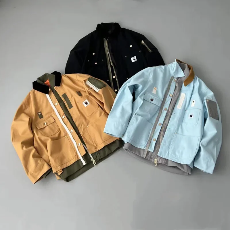 American retro C & S Spring Autumn unisex couple style bilayer multi-pocket splicing workwear jacket casual nylon splicing jacke 
American retro C & S Spring Autumn unisex couple style bilayer multi-pocket splicing workwear jacket casual nylon splicing jacke