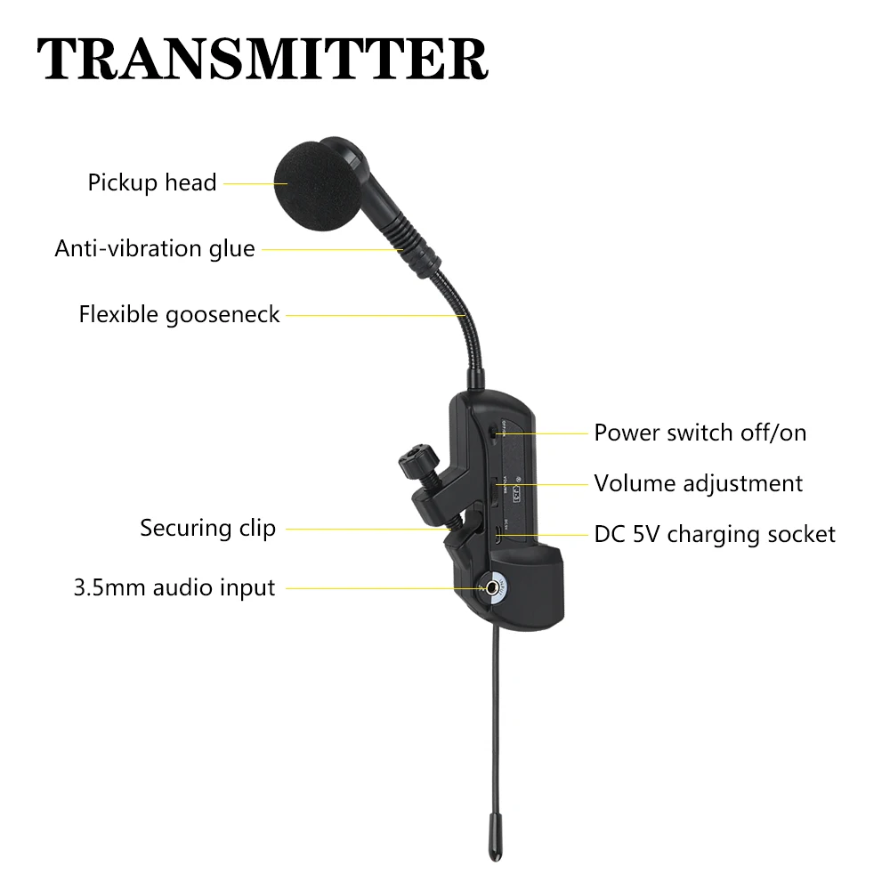 Generic True Diversity Baomic BM12V2 Saxe Saxophone Wireless Microphone