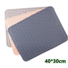 Silicone Dish Drying Mats Thickness Heat Resistant Trivet Drip Tray Cup Coasters Non-slip Pot Holder Table Kitchen Accessories