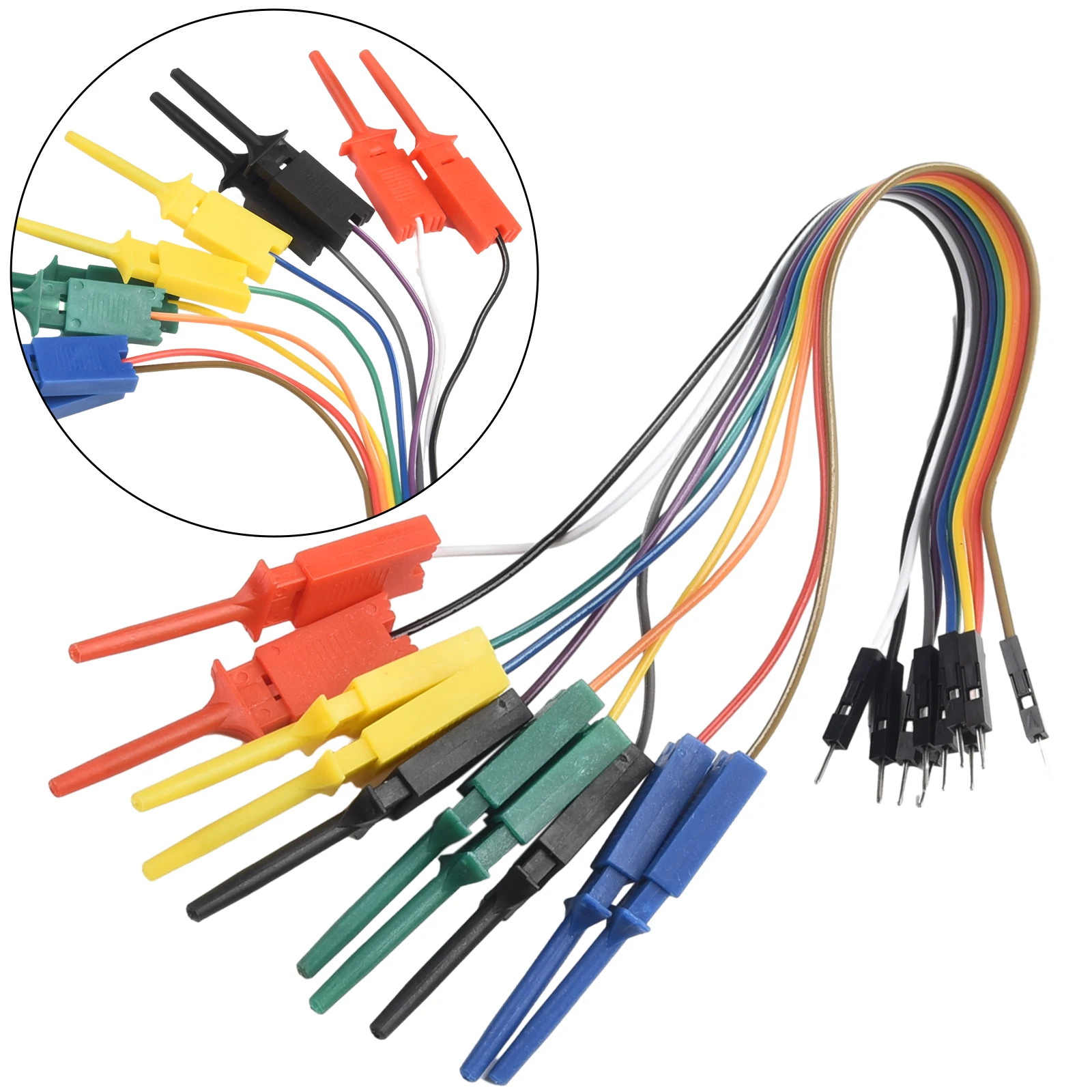 

20cm 10 Pins Logic Analyzer Cable Test Lead Hook Cable Clamp 5Color Probe Testing Electrical Equipment High Efficiency