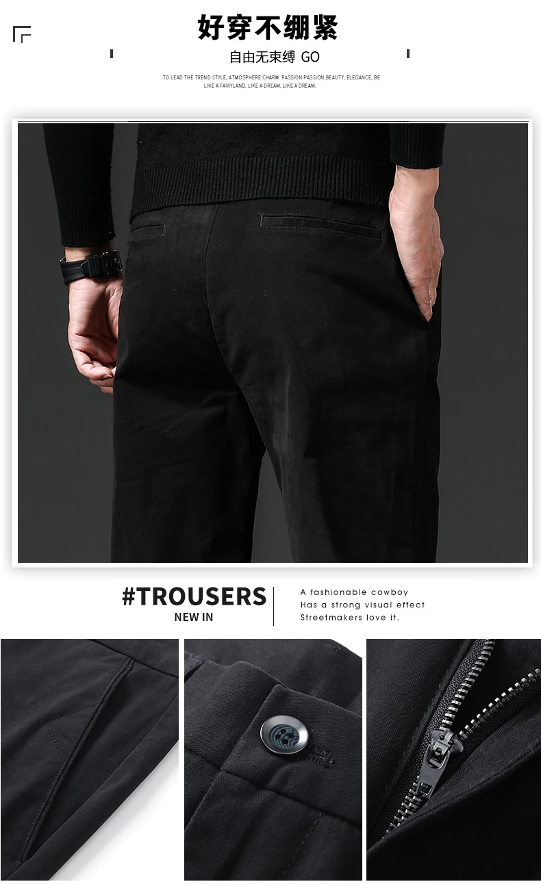 New in Spring Casual Pants Men Straight Fit Cotton Stretch Chino Trouser Male Formal Work Business Dress Khaki Fashion Regular 47 S686130ecf43540cba5313798da9ea001q