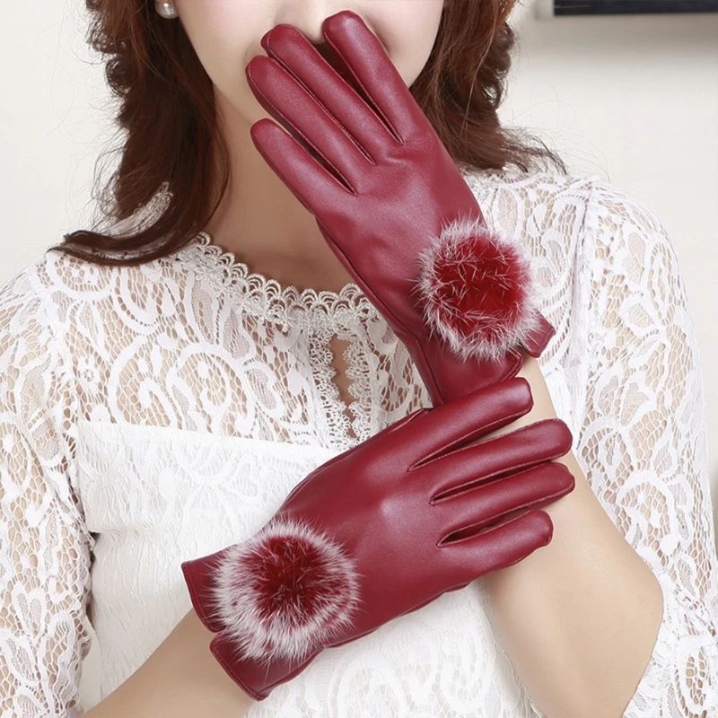 

2024 New Touchscreen Driving Gloves Women Fleece Lining Thick Warm Gloves Womens Leather Gloves Winter Lined Hand Warmer