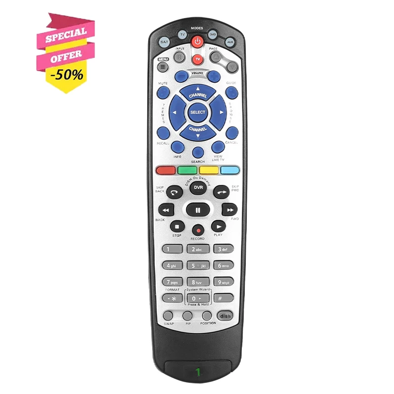 

New Remote Control For Dish Network 20.1 IR Satellite Receiver TV DVD VCR Replacement Controller Compatible With Dish Network 1