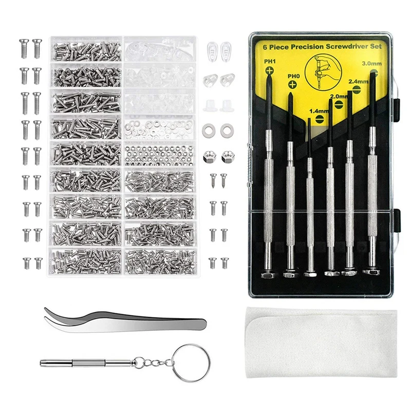 1Set Eyeglasses Repair Kit 1000PCS Eyeglass Screws And 6 Pcs Screwdrivers Glasses Screw Repair Kit For Eyeglasses
1Set Eyeglasses Repair Kit 1000PCS Eyeglass Screws And 6 Pcs Screwdrivers Glasses Screw Repair Kit For Eyeglasses
