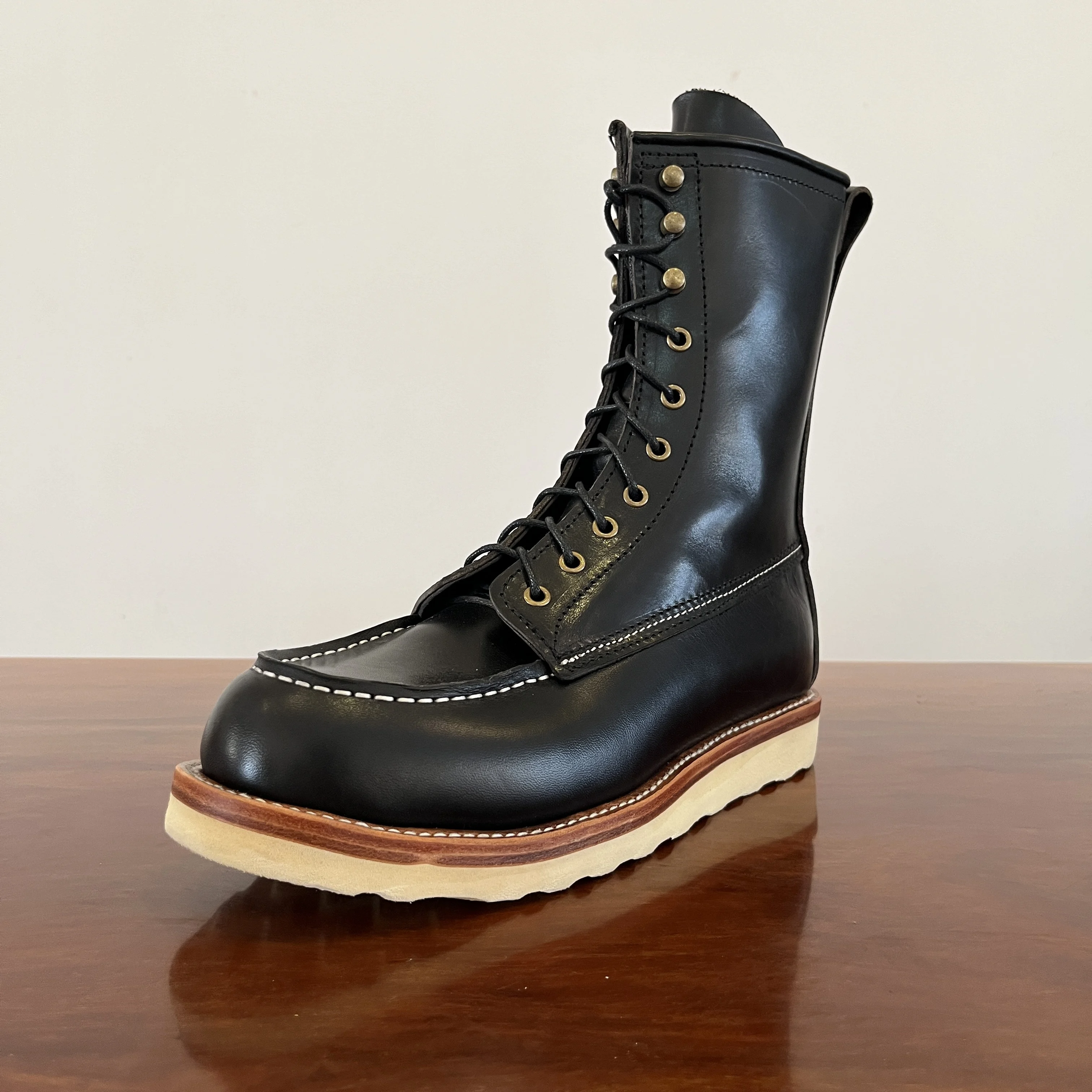 

V750 RockCanRoll Size 35-52 Genuine Italian Vegetable Tanning Cow Leather Handmade Durable Goodyear Welted Biker Boot