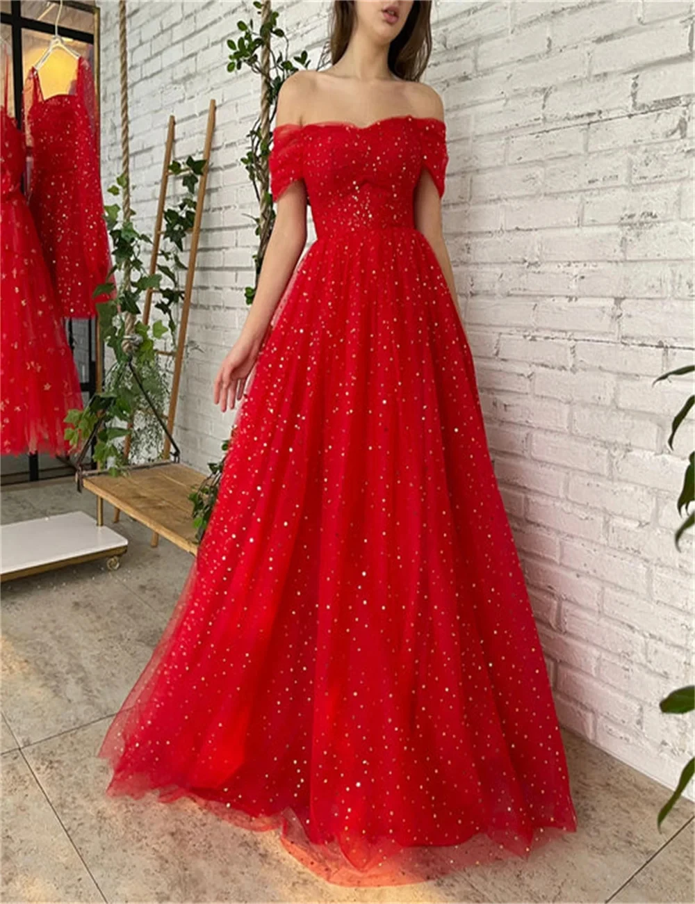 

Trumpet Mermaid Evening Dress Pretty Formal Occasion Party Dresses Sweep Brush Train Off Shoulder Organza with Sequined 2024