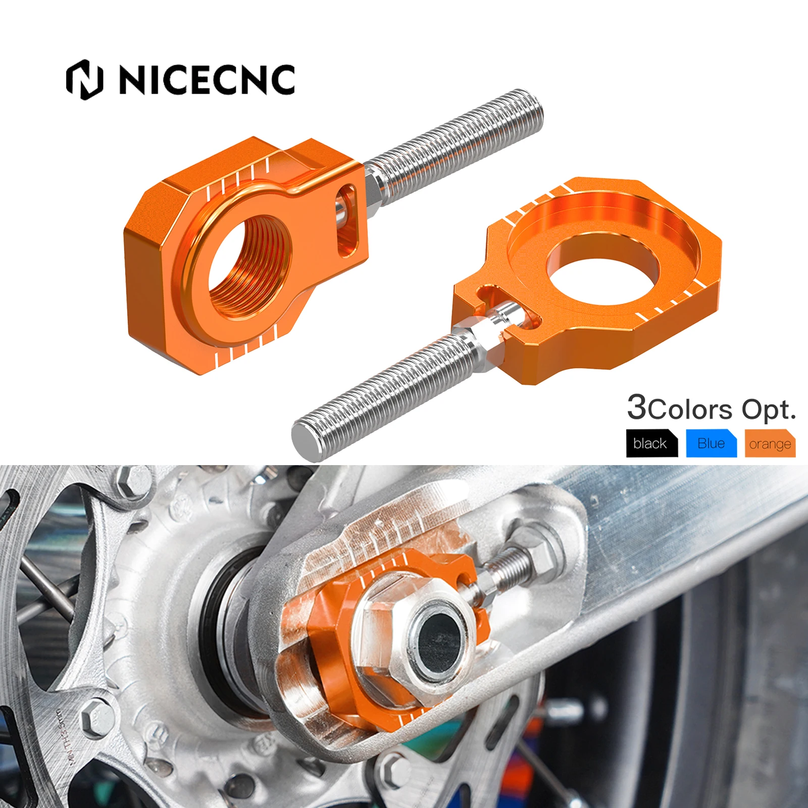 

NiceCNC For KTM EXC300 EXC EXCF XCW 150 250 300 350 400 450 500 2024 SX SXF XC XCF 2023-2024 22mm Rear Chain Adjuster Axle Block