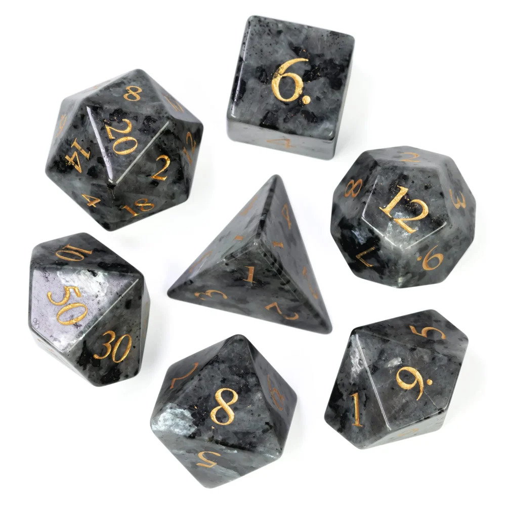Cusdie Spectrolite Stone Dice DND, 7Pcs Handmade 16mm Polyhedral Dice Set with Leather Box, DND Gemstone Dices for Collection
Cusdie Spectrolite Stone Dice DND, 7Pcs Handmade 16mm Polyhedral Dice Set with Leather Box, DND Gemstone Dices for Collection