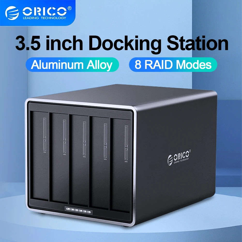 

ORICO NS Series USB3.0 With RAID 3.5 inch 5 Bay HDD Enclosure Alumium 5Gbps HDD Docking Station Support 80TB 78W Power HDD Case