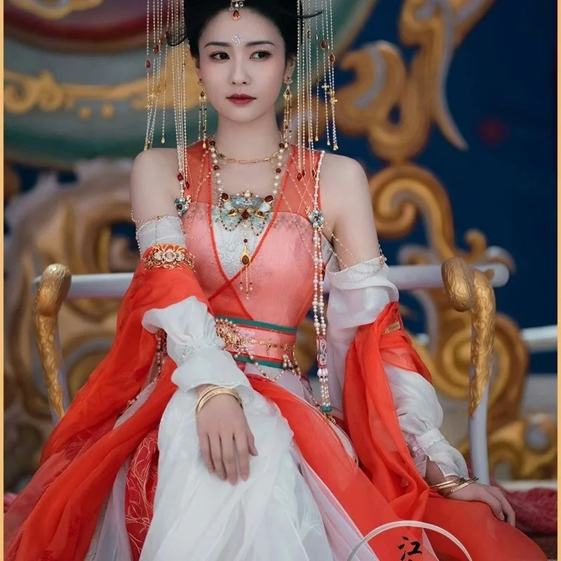 

Changyue Jinming White Deer Same Style Feitian Guofeng Xianxia Clothing Fairy Elegant and Beautiful Ancient Costume Performance