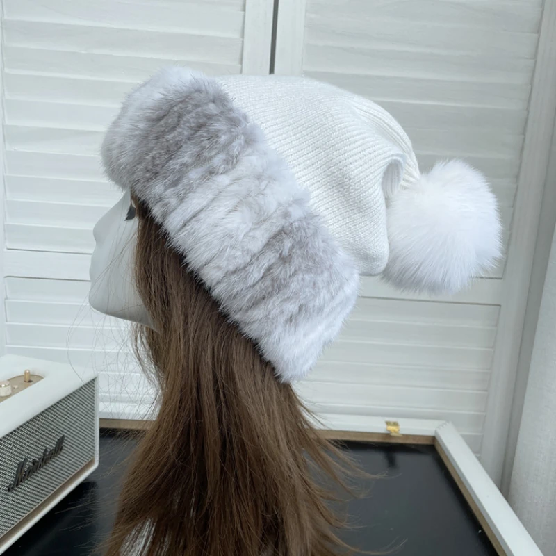 Natural Mink Fur Pom Pom Hat Women Warm Rabbit Fur Knitted Hat Winter fox Fur Pompom Beanies Lady Blended Ear Protection Hat
Natural Mink Fur Pom Pom Hat Women Warm Rabbit Fur Knitted Hat Winter fox Fur Pompom Beanies Lady Blended Ear Protection Hat