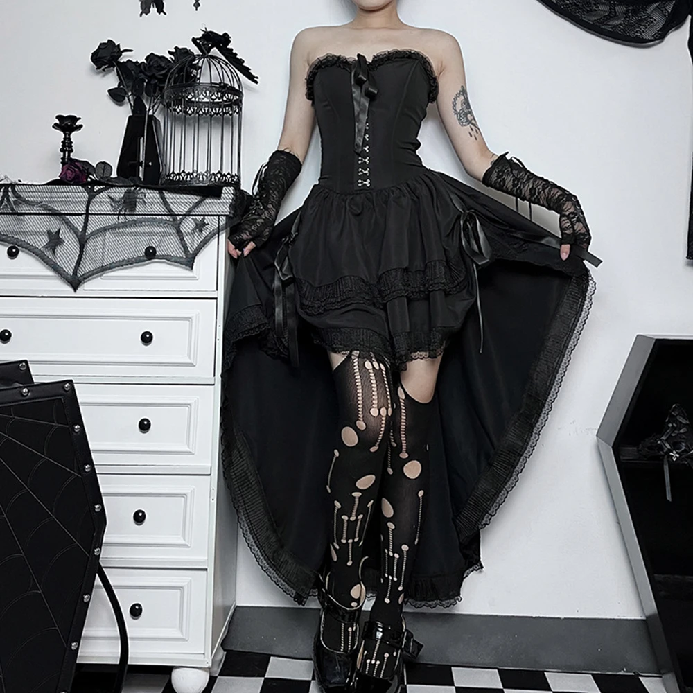 Womens Dress Halloween Witch Retro Dark Style Gothic Temperament Carnival Party Sexy Slim Backless Corset Strapless Skirt
Womens Dress Halloween Witch Retro Dark Style Gothic Temperament Carnival Party Sexy Slim Backless Corset Strapless Skirt