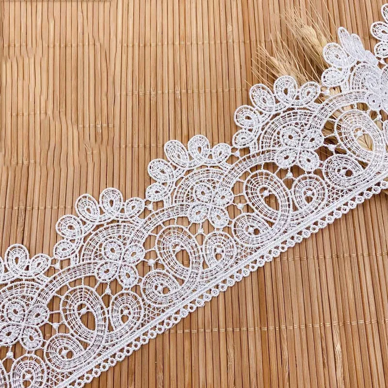 

45Yards White Lace Milk Silk Water Soluble Embroidery Lace Ribbon Trim Fabric For Sewing Apparel Accessories Handmade DIY Crafts