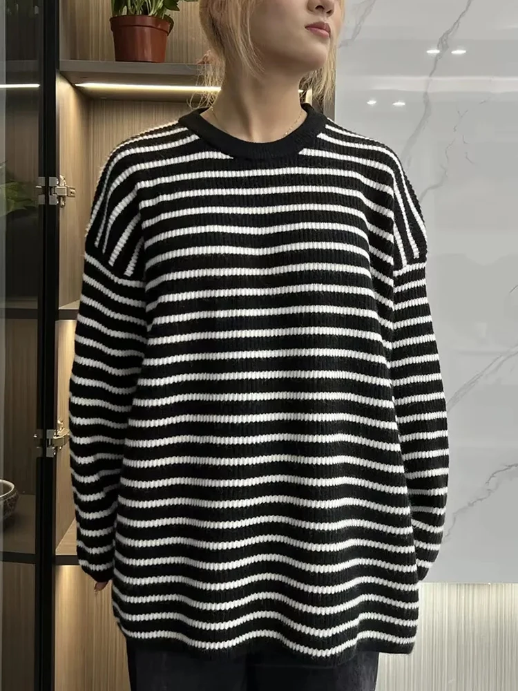 Merodi осенние женские классические стильные Полосатые свитера с принтом, шикарный Женский Повседневный плотный длинный вязаный пуловер, черный свободный свитер для девушек
Merodi осенние женские классические стильные Полосатые свитера с принтом, шикарный Женский Повседневный плотный длинный вязаный пуловер, черный свободный свитер для девушек