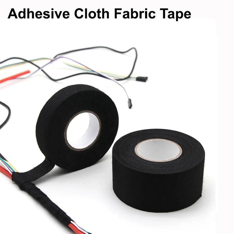 

15m/roll Adhesive Cloth Fabric Tape Heat-resistant 9-50mm For Automotive Cable Tape Harness Wiring Loom Electrical Heat Tapes