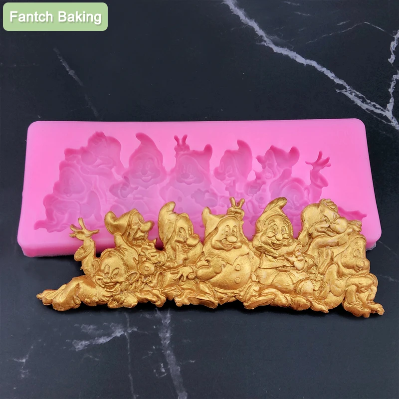 

Cartoon Dwarfs Snow White 3D chocolate soap Moulds DIY fondant cake decorating tools silicone mold kitchen baking utensils