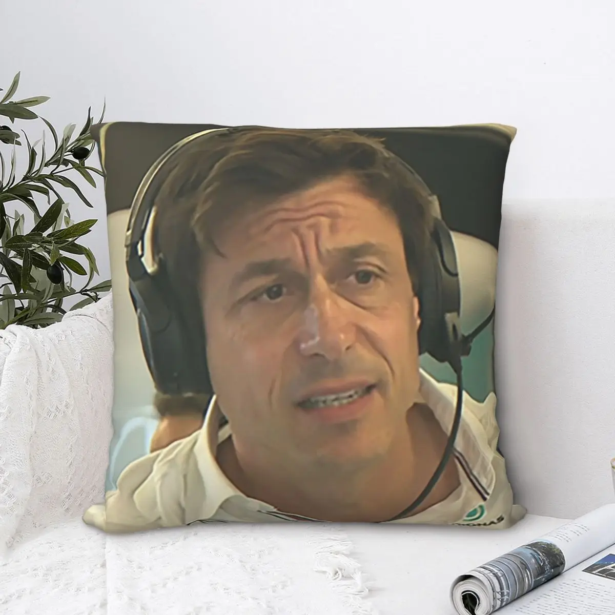 

Confused Toto Wolff Square Pillowcase Cushion Cover Decorative Pillow Case Polyester Throw Pillow cover for Home sofa bedroom