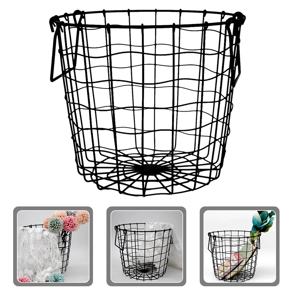 

Vintage Metal Laundry Basket Hollow Wire Storage Basket Country Mesh Basket Hamper Clothes Sundries Organizer Farmhouse