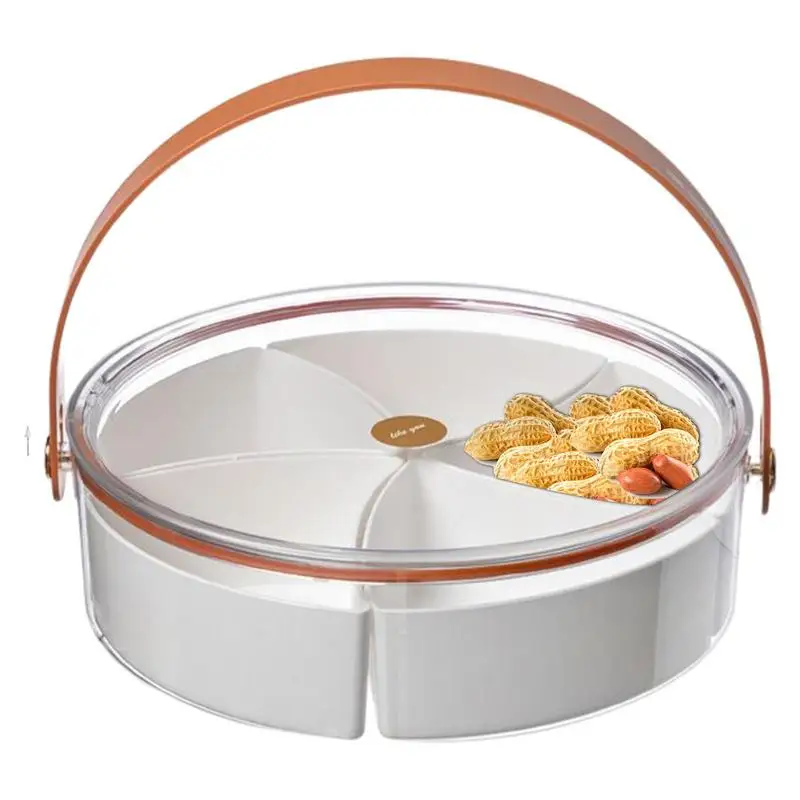 

Dry Fruit Tray With Lid Candy Serving Tray With Handle Food Storage Container With 5 Compartments For Dried Fruits Nuts Candies