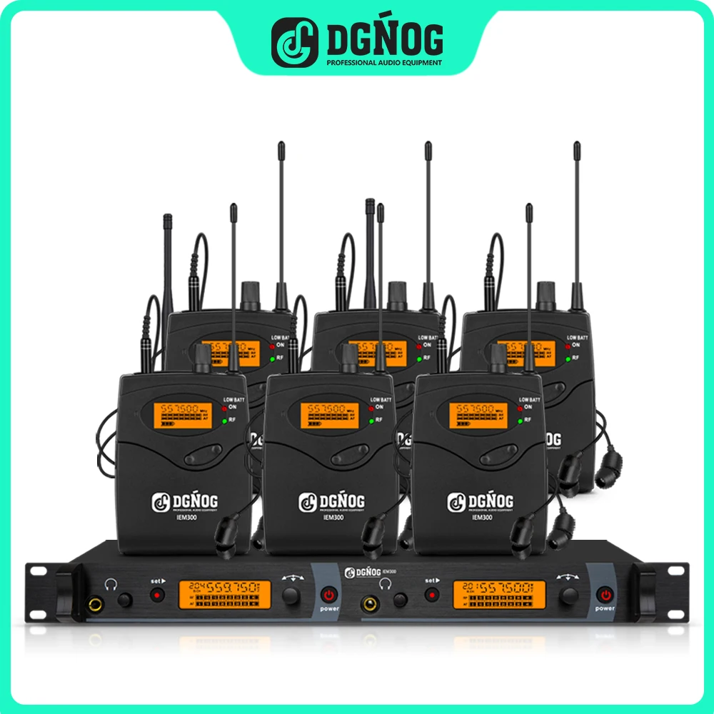 

Professional UHF Wireless In-Ear Monitoring System with 6 Bodypack Receivers All Metal Mono Single Channel for Studio/Band DGNOG
