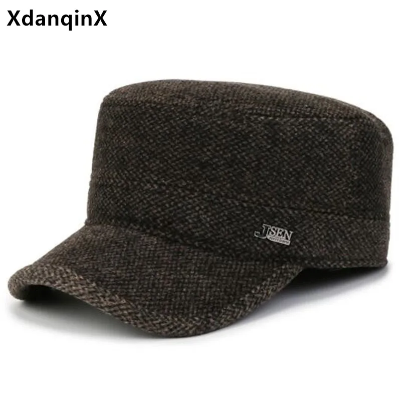 

2023 Winter New Men Flat Caps Plus Fluff Thickening Warm Military Hats Men's Cold-proof Earmuffs Hat Trucker Hats Snapback Cap